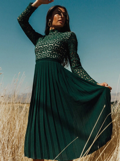 

BoStreet Green Maxi Fit and Flare Dresses