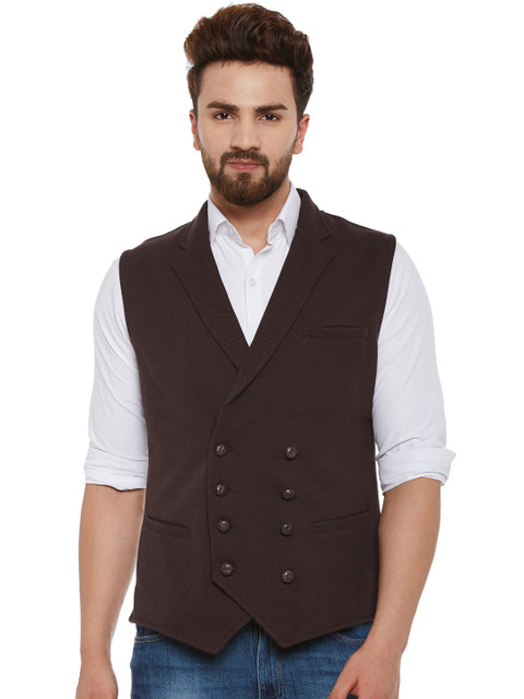 

Hypernation Coffee Brown Double-Breasted Waistcoat