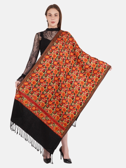 

MUFFLY Women Silky Pashmina Aari Embroidered Stoles, Red