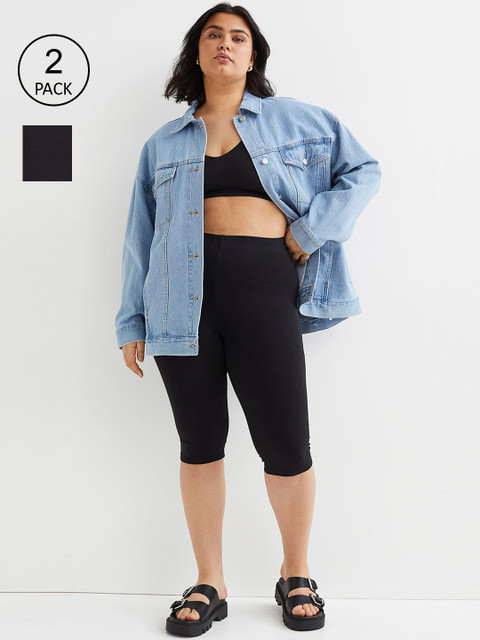 

H&M Women Plus Size 2-Pack Cycling Shorts, Black