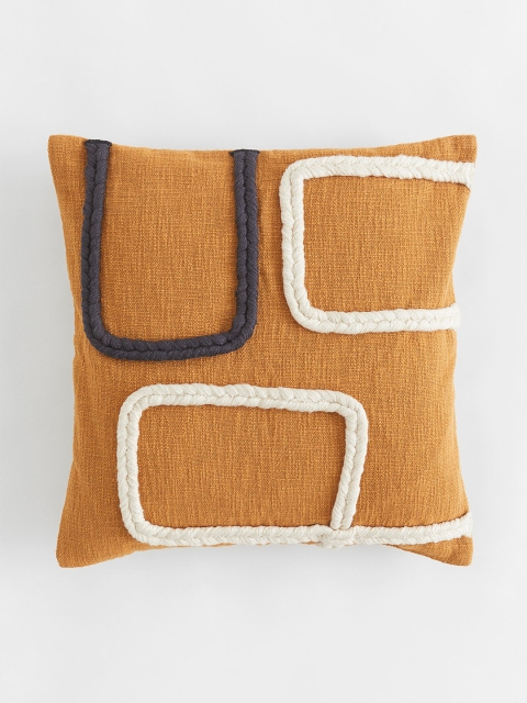 

H&M Mustard Yellow Appliqued Cushion Cover