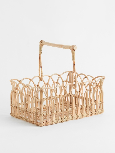 

H&M Beige Handled Rattan Basket