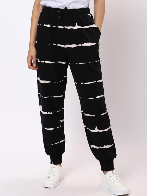 

Bewakoof Women Black & White Tie & Dye Printed Joggers