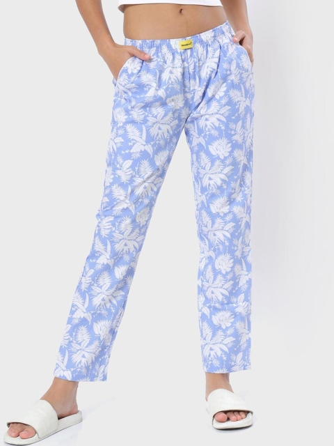

Bewakoof Women Blue Printed Cotton Lounge Pants