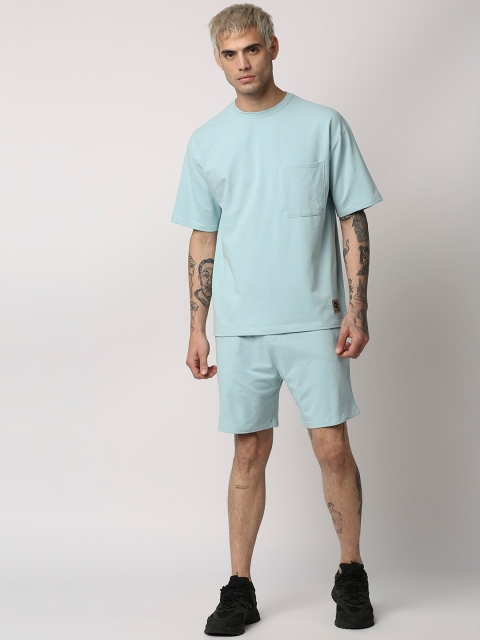 

Blamblack Men Blue Solid Co-Ords