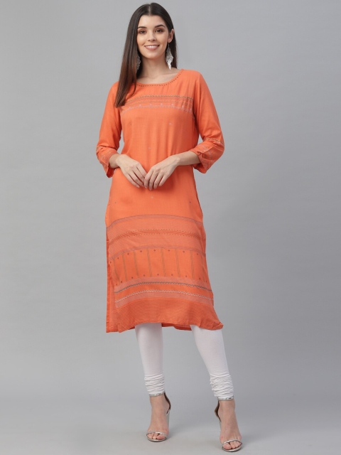 

all about you Women Orange Printed Kurta
