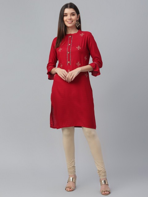 

all about you Women Maroon Solid Kurti