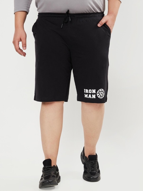 

Bewakoof Plus Men Plus Size Black Solid Mid Rise Cotton Lounge Short