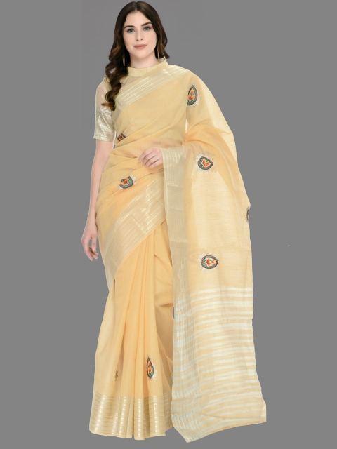 

MARUTI ART Beige Woven Design Embroidered Saree