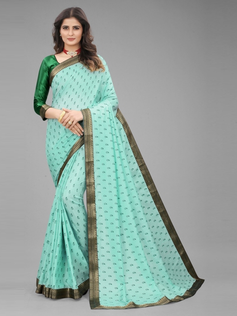 

MARUTI ART Sea Green Paisley Print Zari Border Art Silk Saree