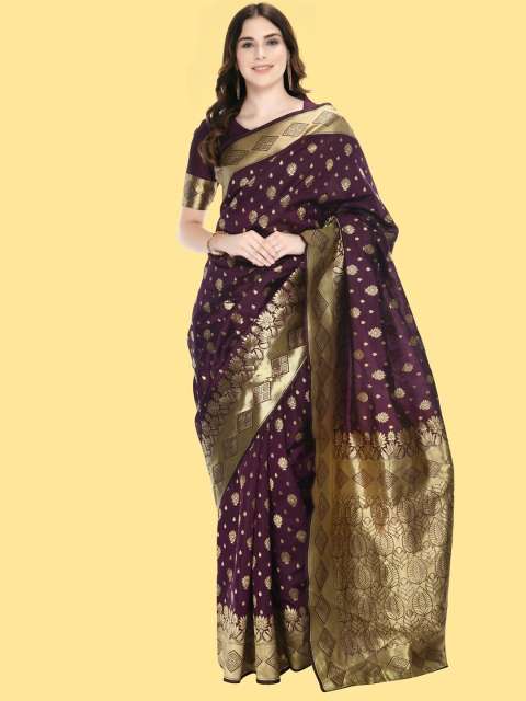 

MARUTI ART Magenta And Gold-Toned Ethnic Motifs Zari Banarasi Saree