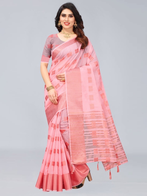 

MARUTI ART Pink Woven Design Saree