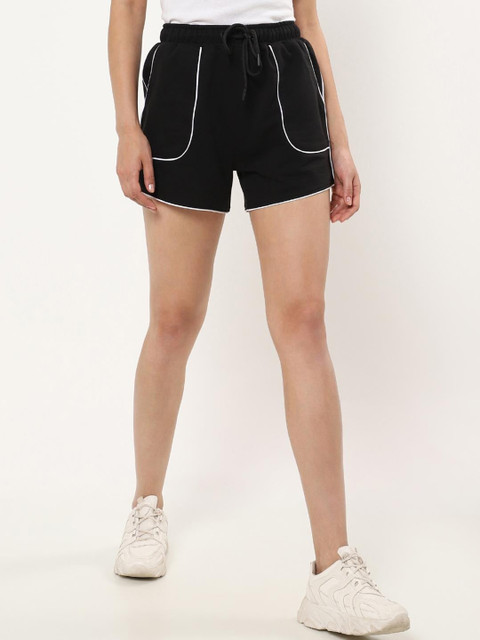 

Bewakoof Women Solid Sports Shorts, Black