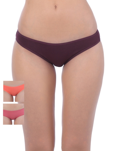 

Triumph Stretty Cotton 80 Medium Coverage Mini Brief - Pack of 3, Burgundy