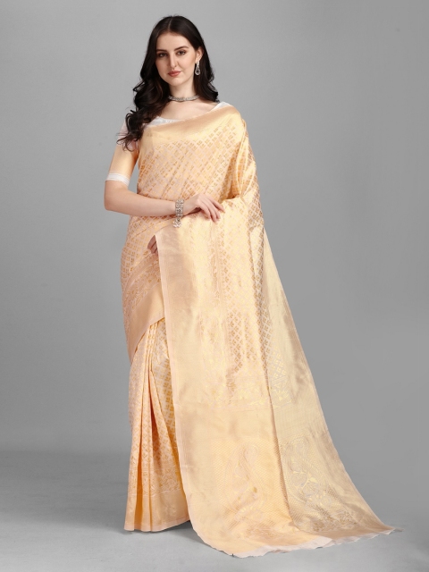 

YOYO Fashion Beige Woven Design Pure Silk Saree