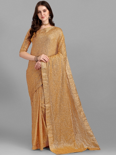 

YOYO Fashion Beige Embellished Sequinned Pure Georgette Saree