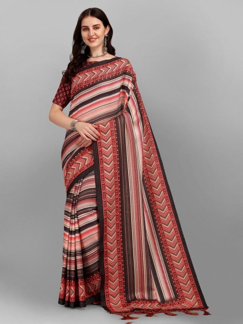 

YOYO Fashion Brown & Beige Silk Blend Saree