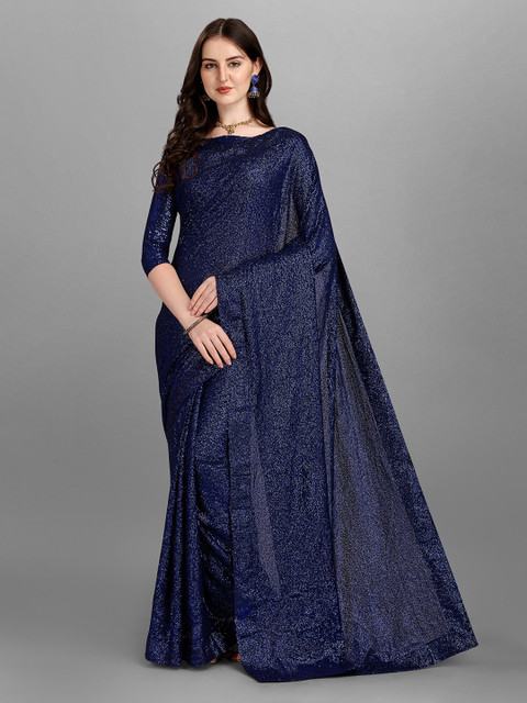 

YOYO Fashion Blue Embellished Pure Georgette Saree