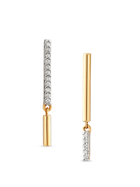 

Mia by Tanishq 14KT Gold Cylindrical Drop Earrings with Diamonds