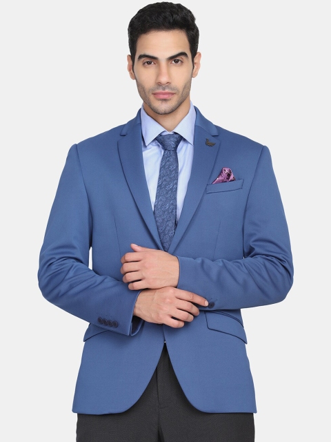 

Blackberrys Men Blue Solid Ultra Slim-Fit Single-Breasted Formal Blazers