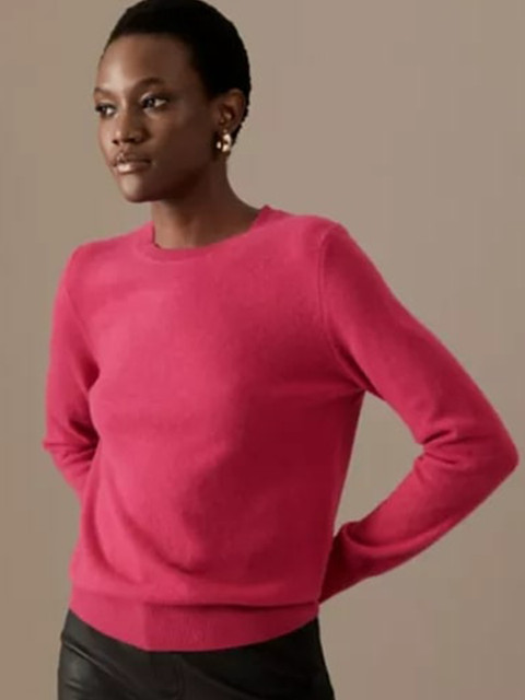 

Marks & Spencer Women Pink Ribbed Cashmere Pullover