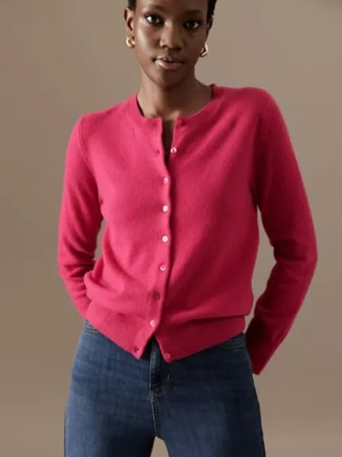 

Marks & Spencer Women Pink Cashmere Cardigan