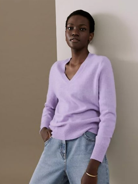 

Marks & Spencer Women Purple Cashmere Pullover