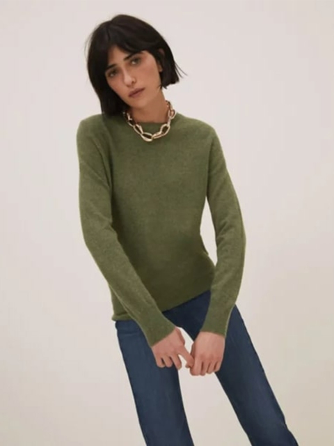 

Marks & Spencer Women Khaki Cashmere Pullover