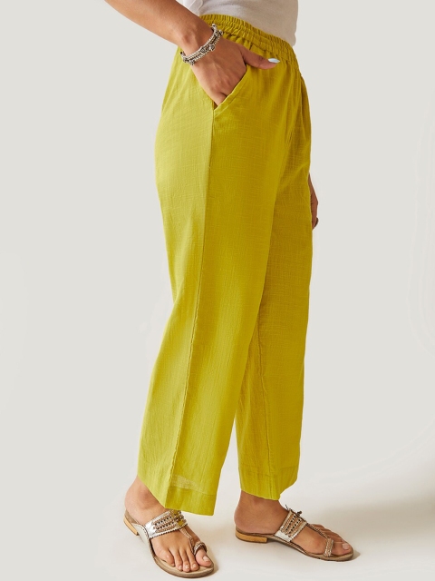 

EK BY EKTA KAPOOR Women Green Cotton Trousers