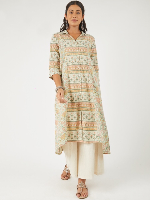 

EK BY EKTA KAPOOR Women Green Floral Printed Cotton Kurta