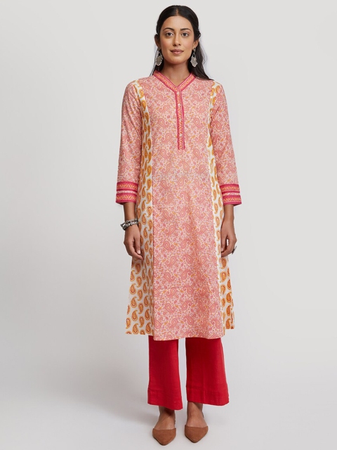 

EK BY EKTA KAPOOR Women Pink Paisley Printed Cotton Kurta