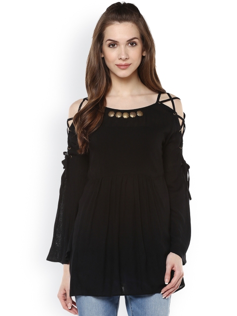 

Taurus Women Black Solid A-Line Top