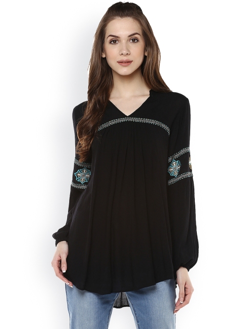 

Taurus Women Black Solid A-Line Top