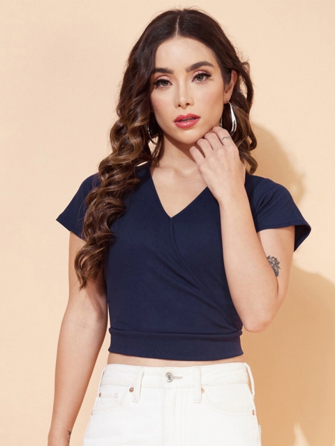 

Selvia Blue Scuba Wrap Crop Top