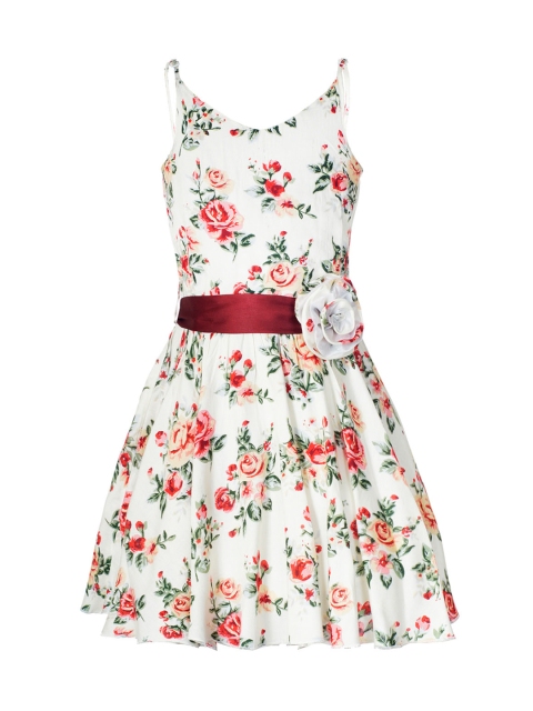 

naughty ninos Girls White Printed Fit & Flare Dress