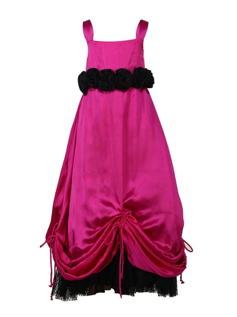 

Samsara Couture Magenta & Black Satin Maxi Dress