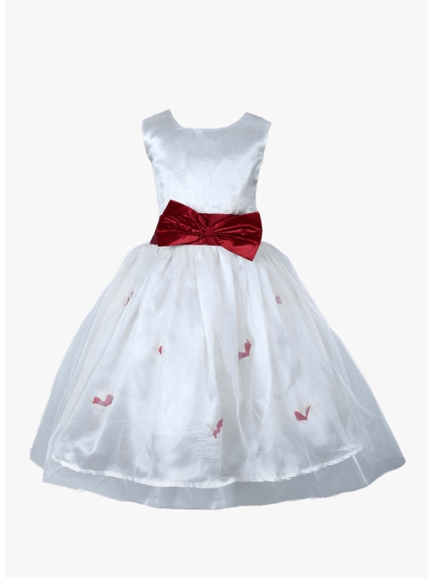 

Samsara Couture White & Red Satin Cotton Dress