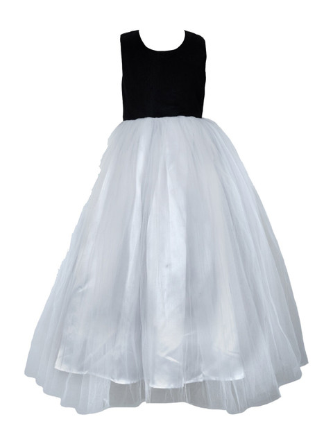 

Samsara Couture White & Black Satin Maxi Dress