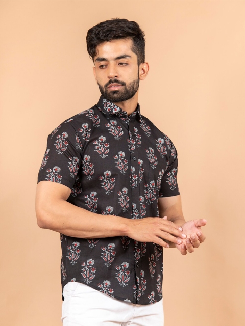 

Tistabene Men Black Comfort Floral Printed Casual Shirt
