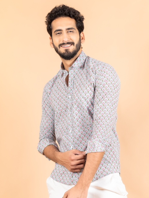

Tistabene Men Blue Comfort Floral Printed Casual Shirt