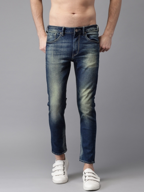 

HERE&NOW Men Blue Cropped Slim Fit Mid-Rise Stretchable Jeans