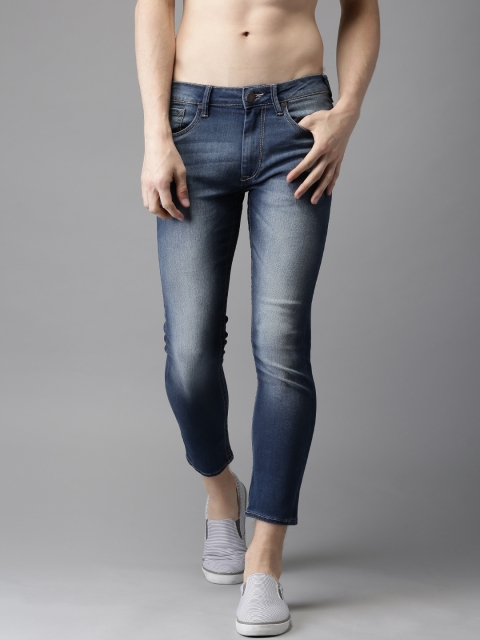 

HERE&NOW Men Cropped Mid-Rise Skinny Fit Blue Stretchable Jeans
