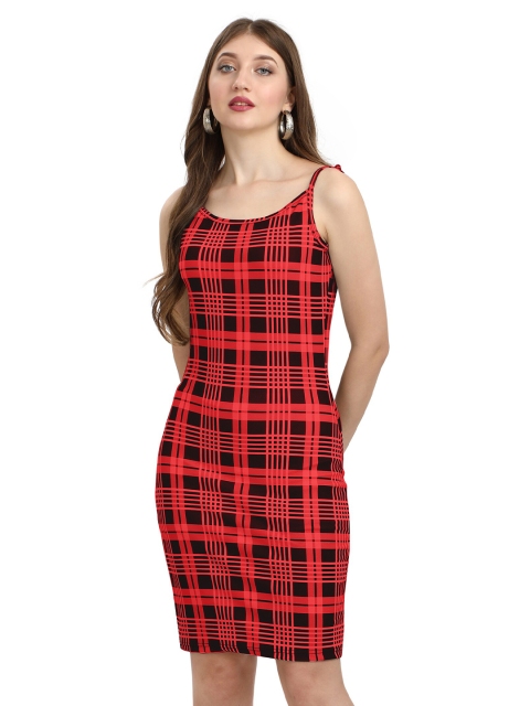 

LOOKFIELD Red Checked Sheath Dress