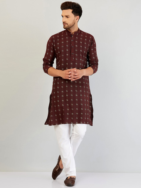 

Armaan Ethnic Men Printed Thread Work Kurta with Pyjama Set, Maroon