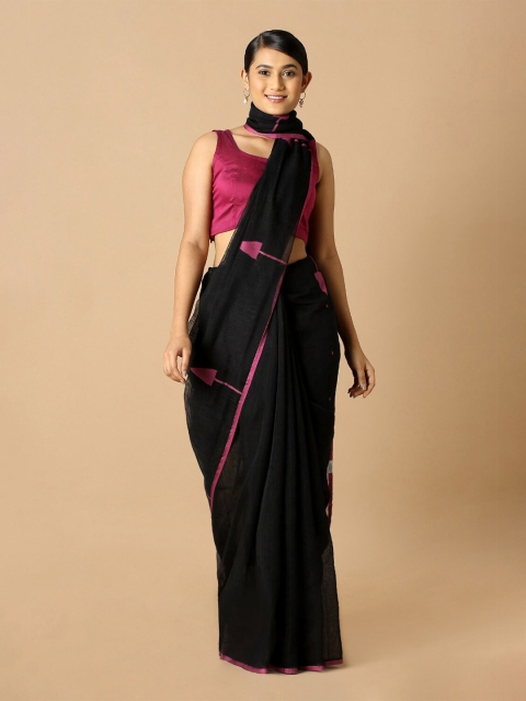 

Taneira Black & Pink Pure Cotton Jamdani Saree