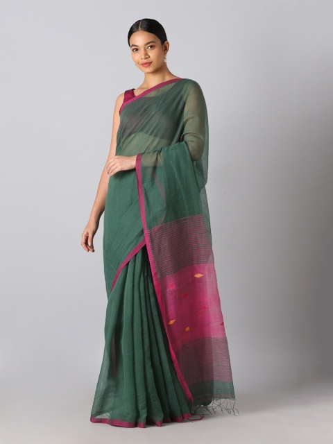

Taneira Green & Pink Pure Cotton Jamdani Saree