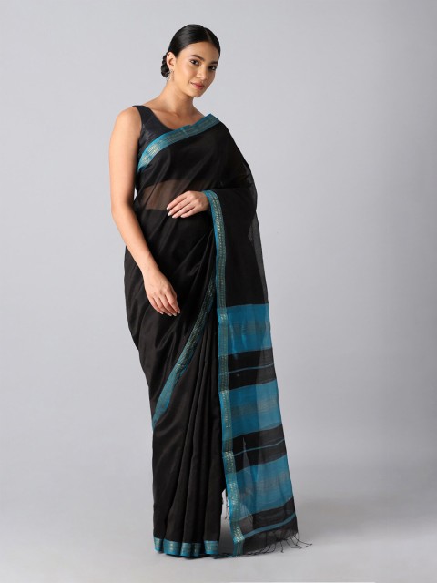 

Taneira Black & Blue Zari Silk Cotton Maheshwari Saree
