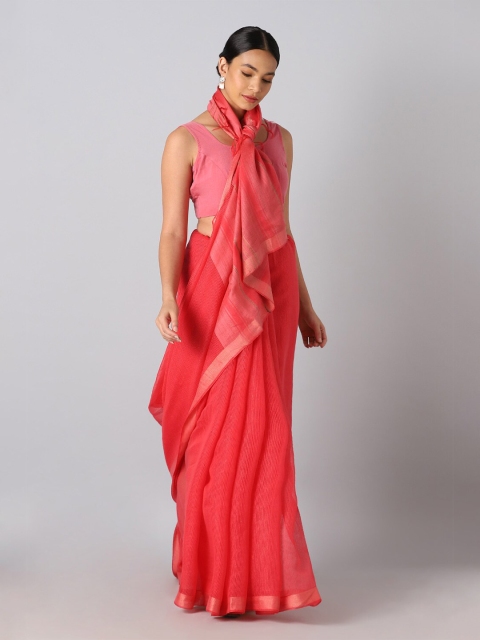 

Taneira Red Zari Pure Silk Bhagalpuri Saree