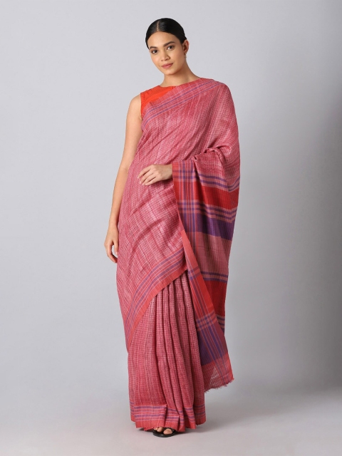

Taneira Pink & Red Woven Design Zari Pure Silk Bhagalpuri Saree