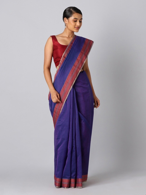 

Taneira Violet & Red Zari Silk Cotton Maheshwari Saree